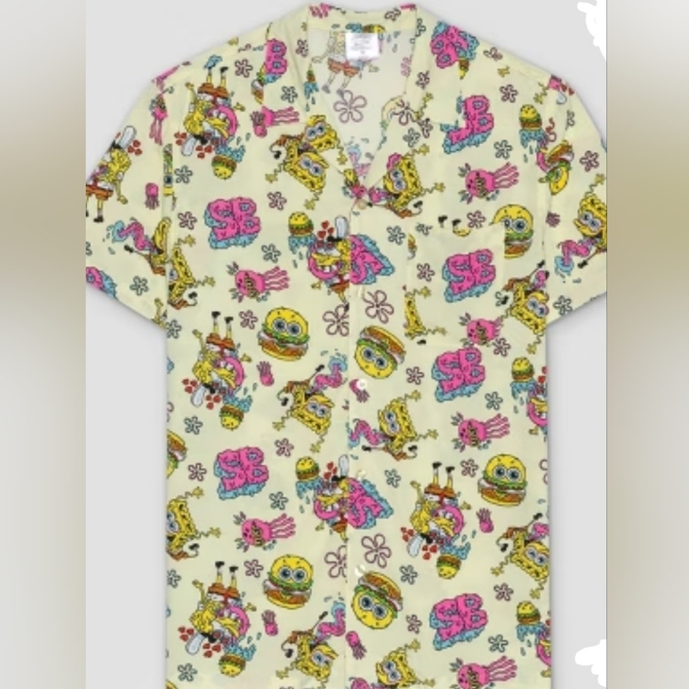 HOST PICK SpongeBob SquarePants Short Sleeve Button-Down Shirt Size XL